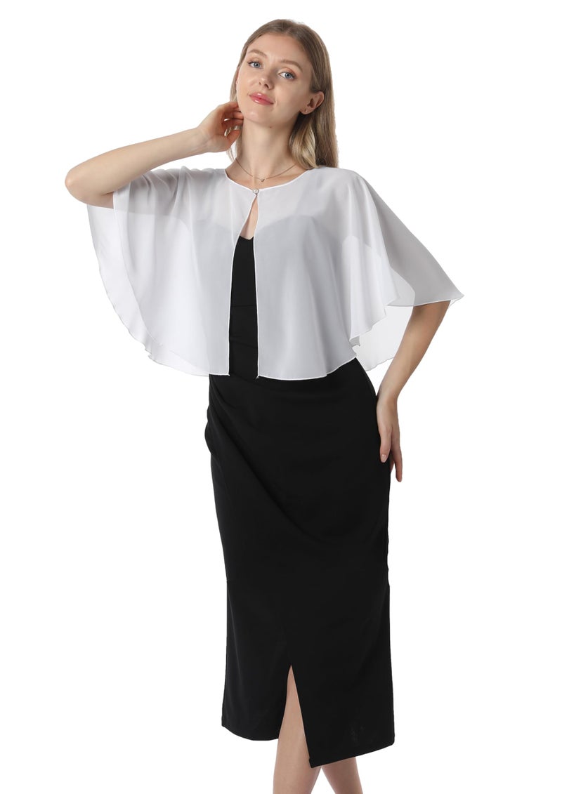 Hotshawl Chiffon Capelet Women's Soft capes Shawls and Wraps for Evening Dress Wedding Cape Cover Up (Ivory) - Image 4